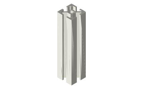 1010 T-slot extrusion, 1 × 1 in (10-series inch), isometric render of a generated part