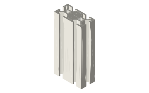 1020 T-slot extrusion, 1 × 2 in (10-series inch), isometric render of a generated part