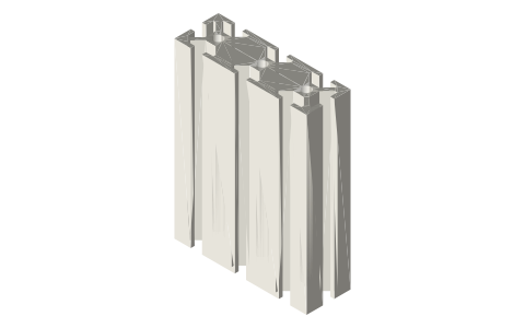 1030 T-slot extrusion, 1 × 3 in (10-series inch), isometric render of a generated part