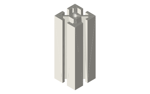 1515-Lite T-slot extrusion, 1.5 × 1.5 in (15-series inch, lite), isometric render of a generated part