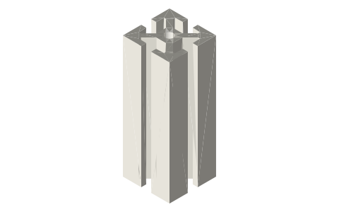 1515 T-slot extrusion, 1.5 × 1.5 in (15-series inch), isometric render of a generated part