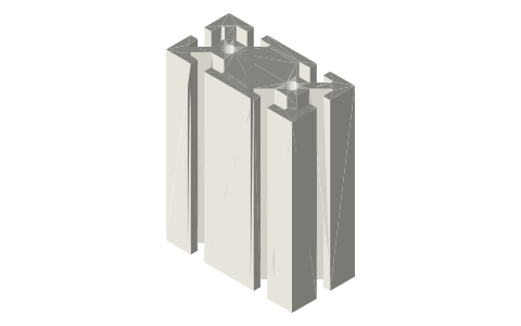 1530 T-slot extrusion, 1.5 × 3 in (15-series inch), isometric render of a generated part
