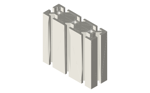 1545 T-slot extrusion, 1.5 × 4.5 in (15-series inch), isometric render of a generated part