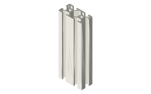 2040 aluminum extrusion, 6 mm slot (20-series), isometric render of a generated part