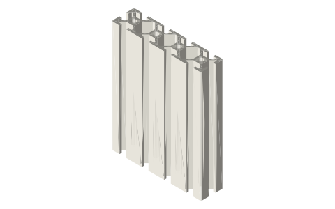 2080 aluminum extrusion, 6 mm slot (20-series), isometric render of a generated part