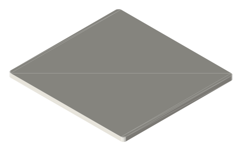 3.5 in floppy disk (90 mm diskette), isometric render of a generated part