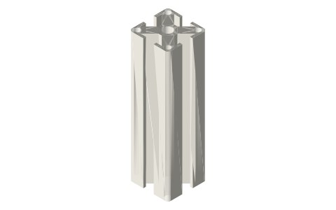 3030 aluminum extrusion, 8 mm slot (30-series), isometric render of a generated part