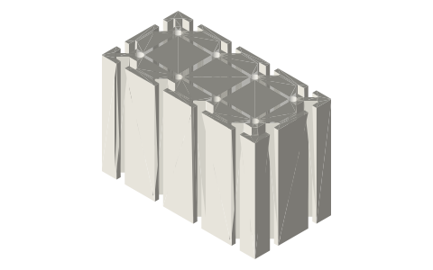 3060 T-slot extrusion, 3 × 6 in (15-series inch), isometric render of a generated part