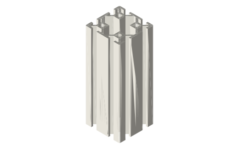 4040 aluminum extrusion, 6 mm slot (20-series, 2 × 2), isometric render of a generated part