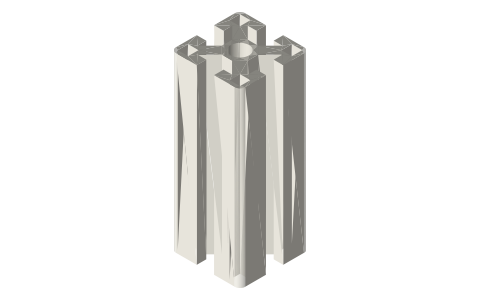 4040 aluminum extrusion, 10 mm slot (40-series), isometric render of a generated part