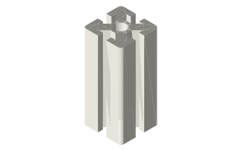 4545 aluminum extrusion, 10 mm slot (45-series), isometric render of a generated part