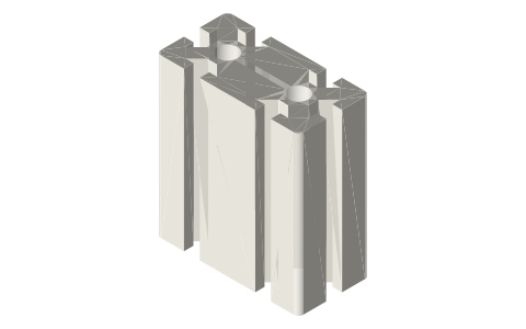 4590 aluminum extrusion, 10 mm slot (45-series), isometric render of a generated part