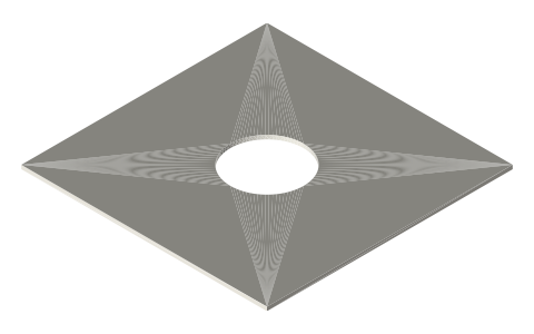 5.25 in floppy disk (130 mm minifloppy), isometric render of a generated part