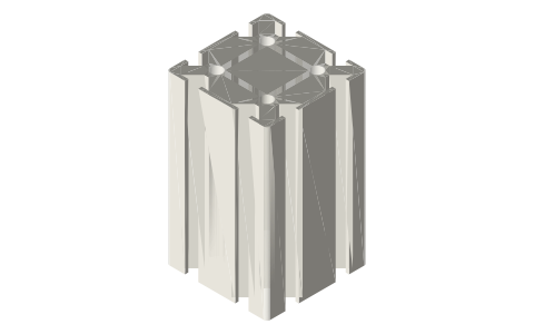 6060 aluminum extrusion, 8 mm slot (30-series), isometric render of a generated part