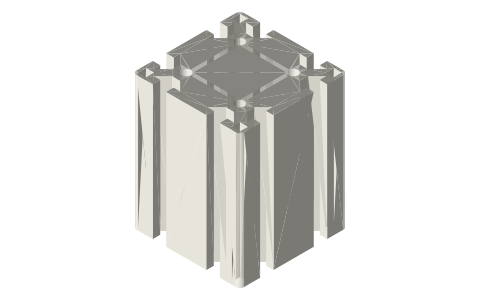 8080 aluminum extrusion, 10 mm slot (40-series), isometric render of a generated part