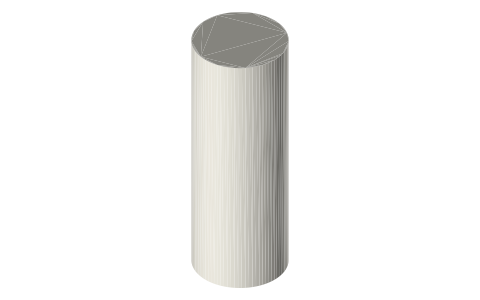 A23 12 V battery (10.3 × 28.5 mm), isometric render of a generated part