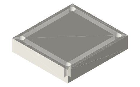 Adafruit 0.96 in 128x64 OLED (STEMMA QT), isometric render of a generated part