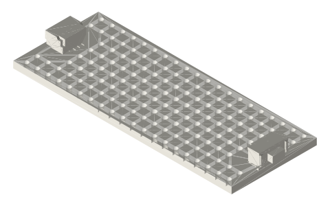 Adafruit PiCowbell boards and Pico cases, isometric render of a generated part
