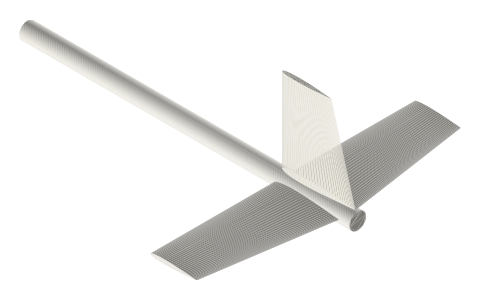 All-moving tail (stabilator), isometric render of a generated part