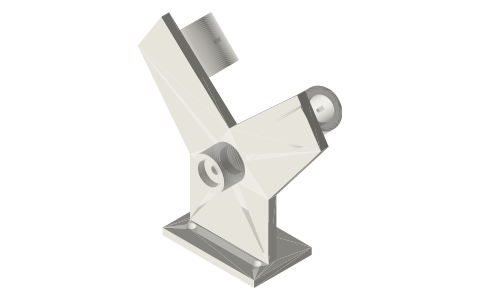 Alpha V-twin frame for two 10 mL syringes: frame, crank disc and con-rods sized so it actually runs, isometric render of a generated part