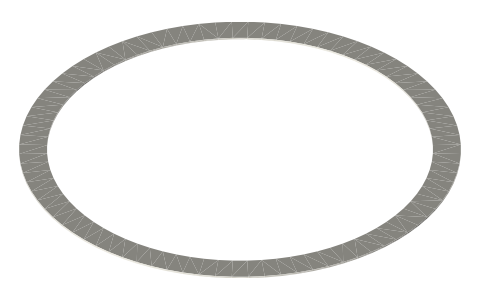 Annular wire-mesh screen ring: 100 mesh, Ø47.5 / Ø41.5, for a 2 in tube, isometric render of a generated part