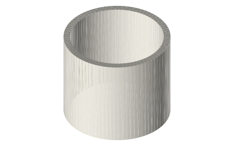 Annular wire-screen stack Ø48 / Ø42 × 40, 50 mesh × 0.22 mm wire, isometric render of a generated part