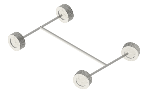 Reverse (anti-) Ackermann, isometric render of a generated part