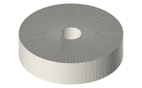 Anti-friction wheel Ø40 × 10, Ø8 bore, isometric render of a generated part
