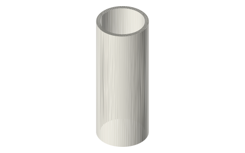 Archimedes screw casing tube Ø60 inside × 180, isometric render of a generated part