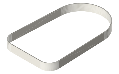 Band 16 × 1.5 for the R50 segment and two Ø40 pulleys (drawn as a loop), isometric render of a generated part
