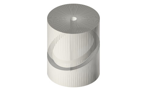 Barrel (cylindrical) cam Ø40, 15 mm stroke, isometric render of a generated part