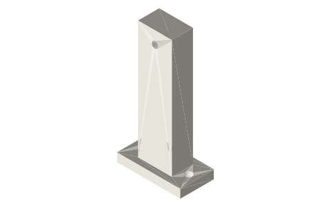 Beam pivot post, 60 mm, isometric render of a generated part