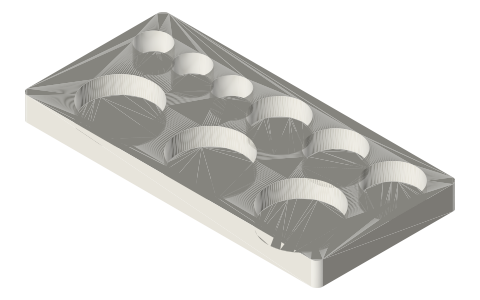 Bearing pocket gauge for 623, 625 and 608 (Ø10 / Ø16 / Ø22, +0 / +0.2 / +0.4), isometric render of a generated part