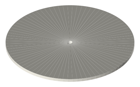 Gemfan 40 mm 3-blade propeller (1.5 mm shaft, BetaFPV), isometric render of a generated part