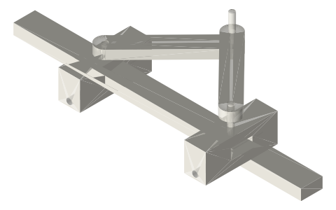 Bisecting gauge (centre finder with two equal links), isometric render of a generated part