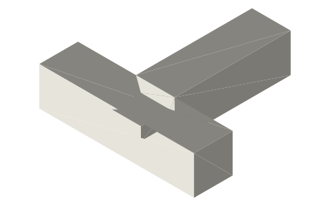 Blind mortise and tenon joint, isometric render of a generated part