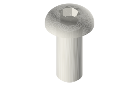 Button head socket screws, M2–M8 (ISO 7380), isometric render of a generated part