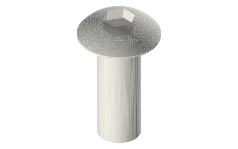 Button head socket cap screws, inch: #4-40 to 1/2-13 (ASME B18.3), isometric render of a generated part