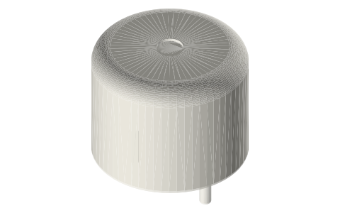 Buzzers and beepers: 12 mm, 15 mm magnetic; TDK PS1240 piezo, isometric render of a generated part