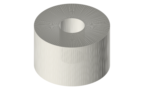 Camera tripod thread bosses: 1/4-20 UNC and 3/8-16 UNC, isometric render of a generated part