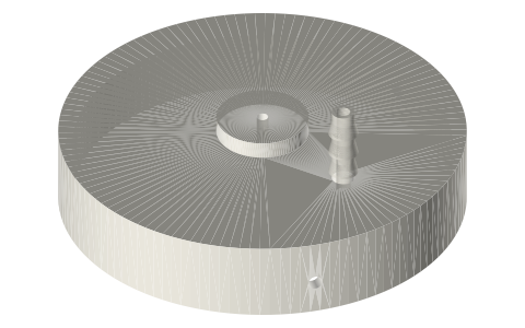 Can-engine cap for 53.3, 58, 66 and 76.2 mm cans, isometric render of a generated part