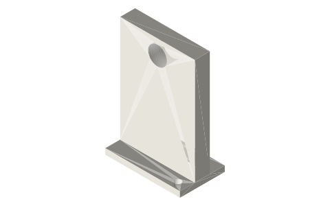 Crank stand for a 623 bearing, 40 / 60 / 80 mm, isometric render of a generated part