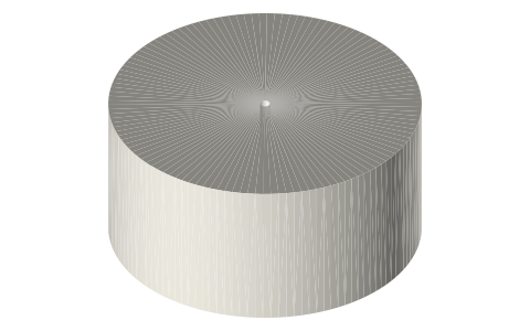 Can-size hollow pucks Ø54 × 25, Ø62 × 30 and Ø72 × 35, isometric render of a generated part