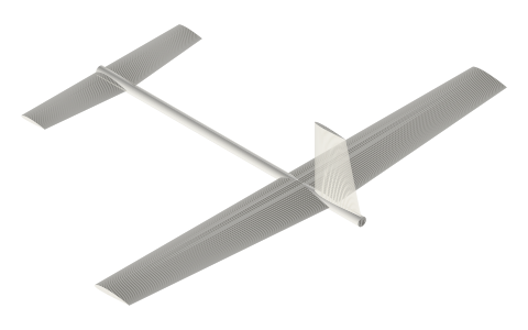 Canard (foreplane ahead of the wing), isometric render of a generated part