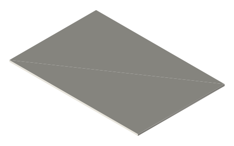 Catan-size board-game card (54 × 80 mm), isometric render of a generated part