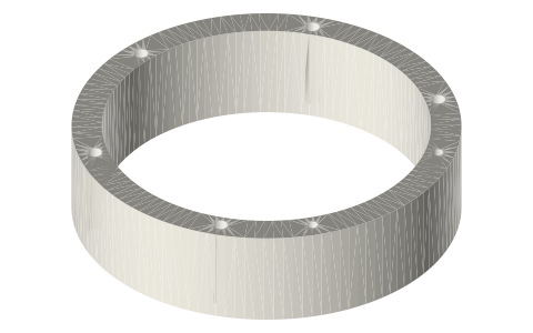 Chamber ring Ø76 × 23, isometric render of a generated part