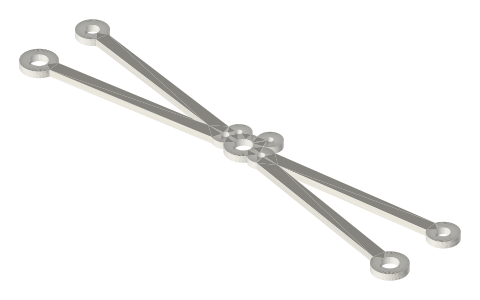 Cherry MX PCB-mount stabilizer holes (2u, 2.25u, 2.75u, 6.25u), isometric render of a generated part