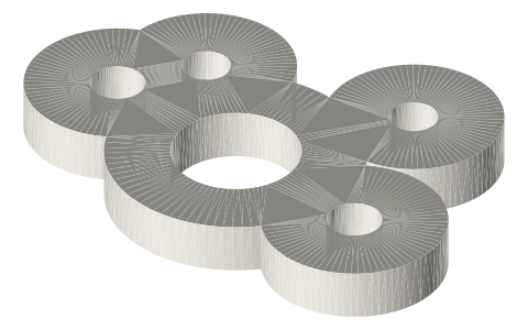 Cherry MX switch: plate cutout and PCB footprint, isometric render of a generated part