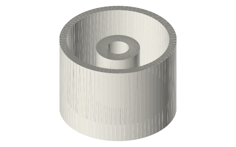 Clearance-seal pistons Ø48.00 × 34 for a bored 2 in spool, isometric render of a generated part