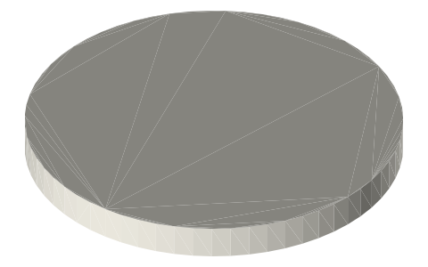Coin sizes: US penny to dollar and euro coins (diameter × thickness), isometric render of a generated part